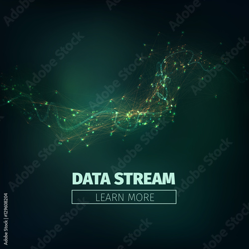 Abstract data stream vector background. Technology futuristic illustration. Network signal