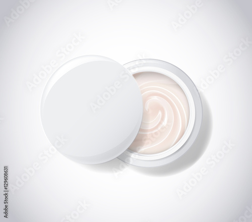 Package pot with white cream.  Cosmetic product for skin face ca