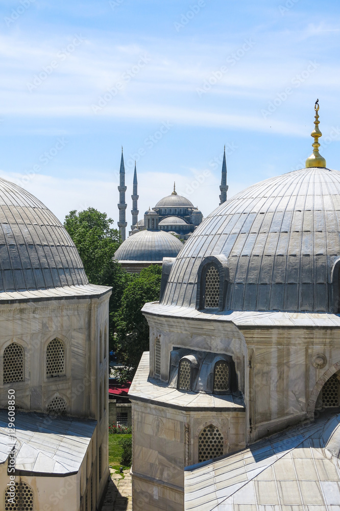 The Blue Mosque and Saint Sophie Cathedral, Istanbul, Turkey.
