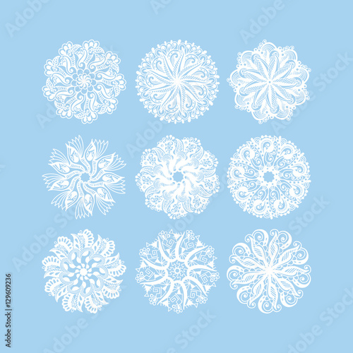  christmas snowflake decoration set isolated on blue