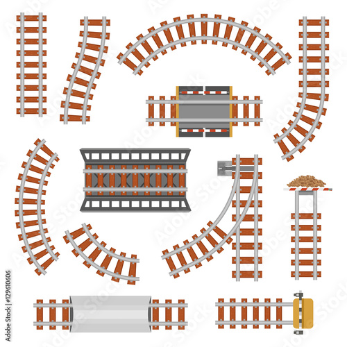 Rail or railroad, railway top view.