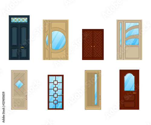 Set of doors with glass or windows design