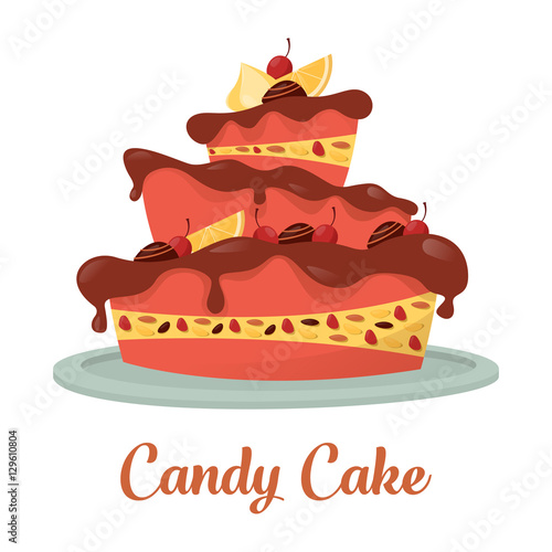 Chocolate cake with cream and lemon logo