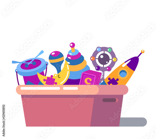 Isolated standing children cartoon toy box