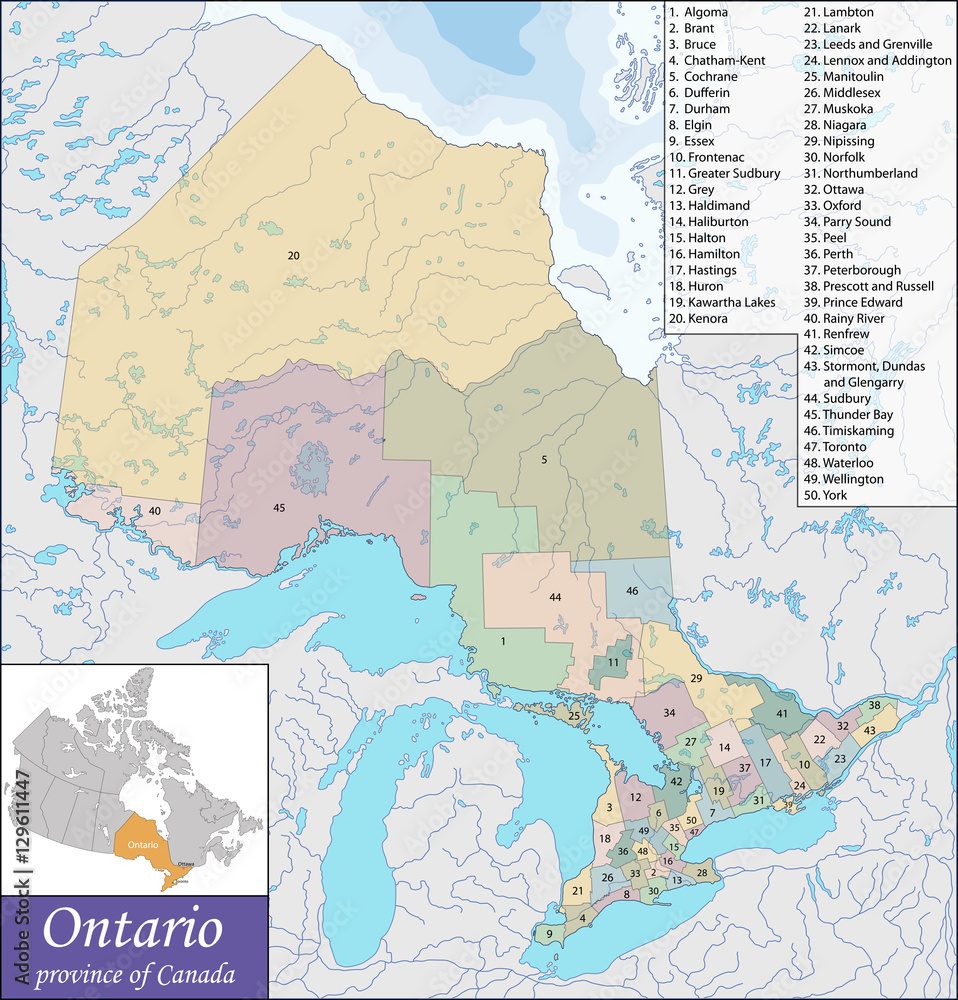 Fototapeta premium Map of Ontario
