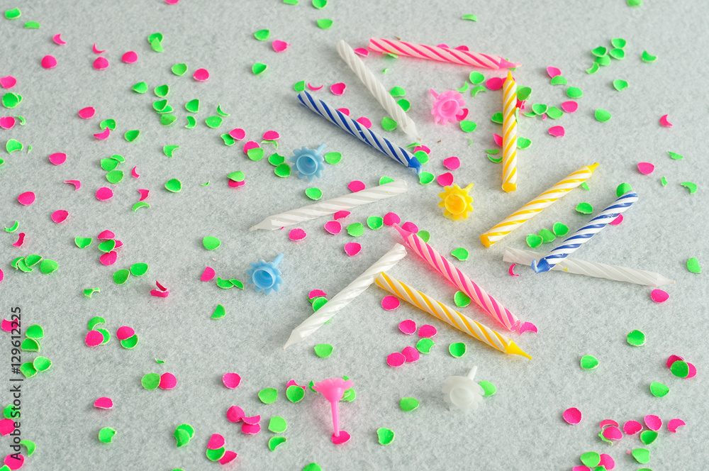 Birthday candles displayed on a white background