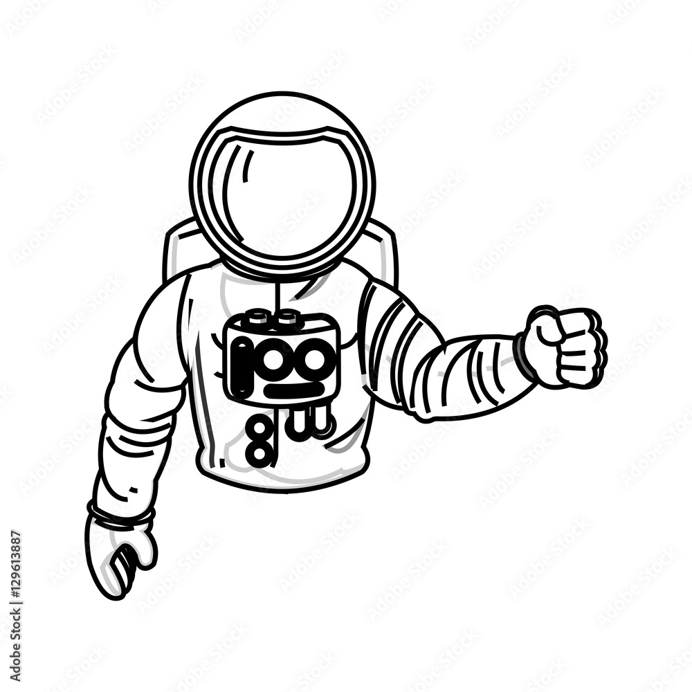 Obraz premium Astronaut cartoon icon. Spaceman cosmonaut pilot space and science theme. Isolated design. Vector illustration