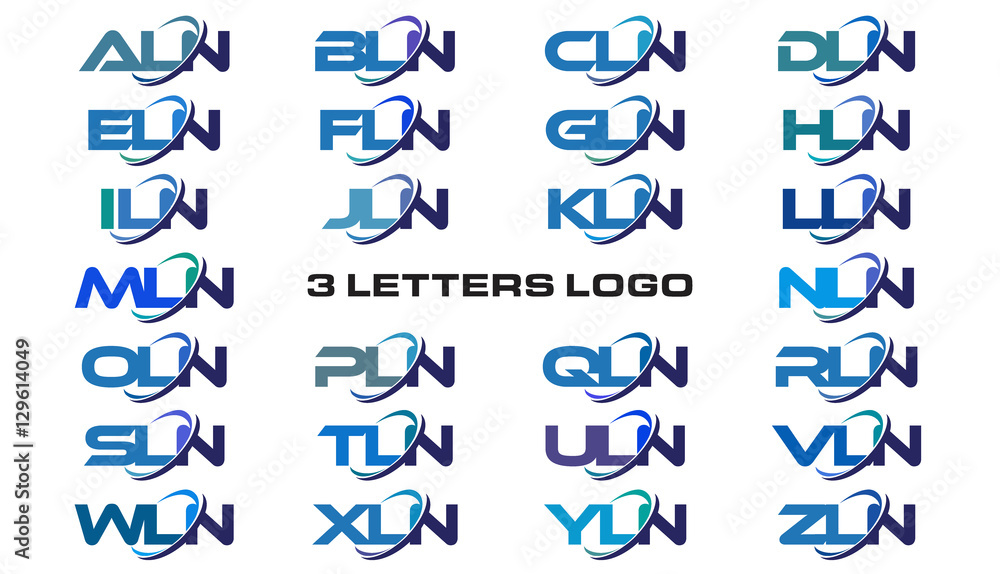 3 letters modern generic swoosh logo ALN, BLN, CLN, DLN, ELN, FLN, GLN, HLN, ILN, JLN, KLN, LLN, MLN, NLN, OLN, PLN, QLN, RLN, SLN, TLN, ULN, VLN, WLN, XLN, YLN, ZLN, 