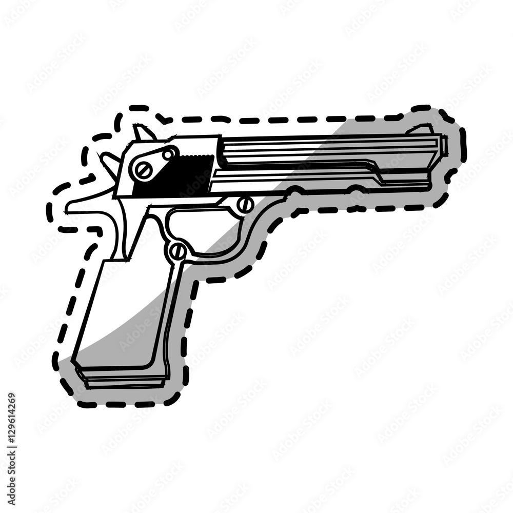 Gun icon. Pistol weapon handgun danger and firearm theme. Isolated design. Vector illustration