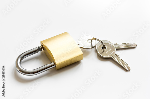 concept data protection metal chain on white background