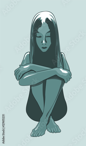 Donna depressione, maltrattamento, picchiare, ragazza, bambina, violenza sulle donne