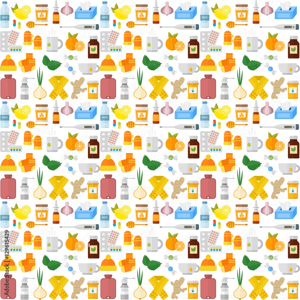 Flu influenza seamless pattern vector. Flu influenza seamless pattern vector.