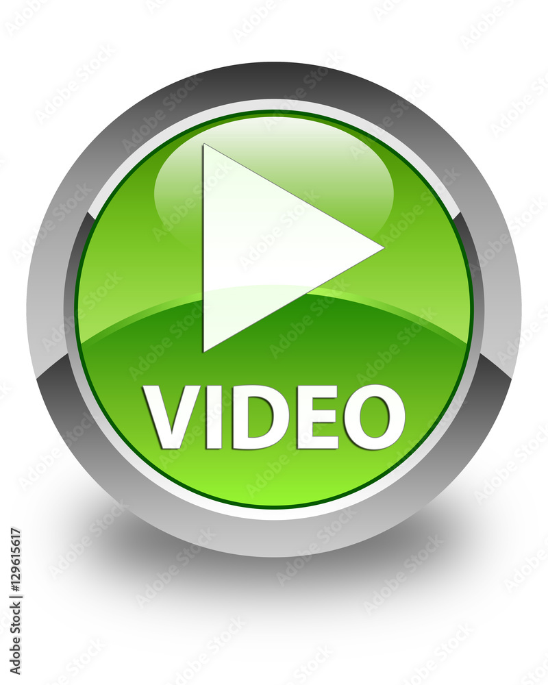 Video glossy green round button Video glossy green round button