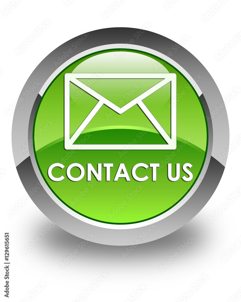 Contact us (email icon) glossy green round button Contact us (email icon) glossy green round button