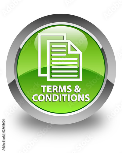 Terms and conditions (pages icon) glossy green round button