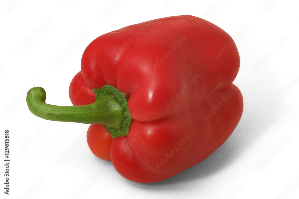 Red bell peper in horizontal position on white background Red bell peper in horizontal position on white background