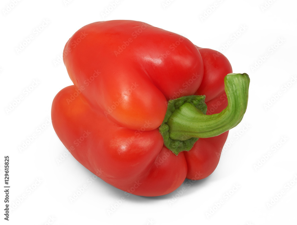 Red bell peper in horizontal position on white background Red bell peper in horizontal position on white background