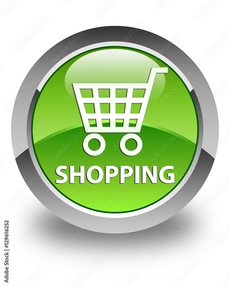 Shopping glossy green round button Shopping glossy green round button