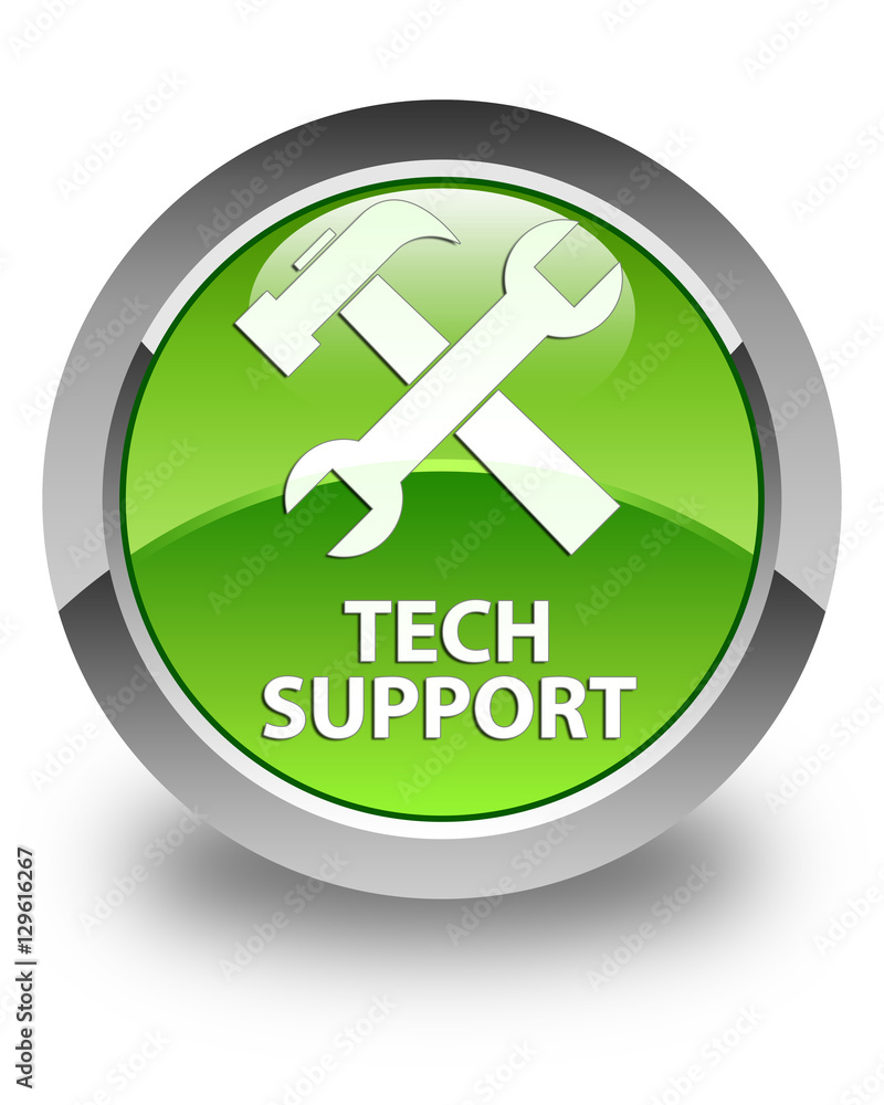 Tech support (tools icon) glossy green round button Tech support (tools icon) glossy green round button