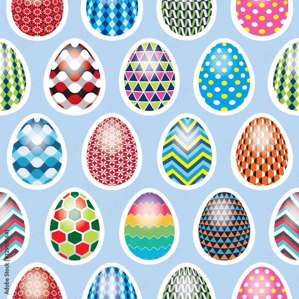 Seamless Easter egg pattern on a light blue background Seamless Easter egg pattern on a light blue background