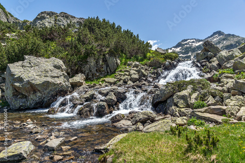 Amazing Landscape with Waterfall near Sivrya peak, Pirin Mountain, Bulgaria