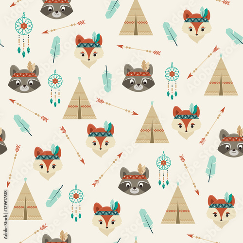 American iIndians seamless pattern