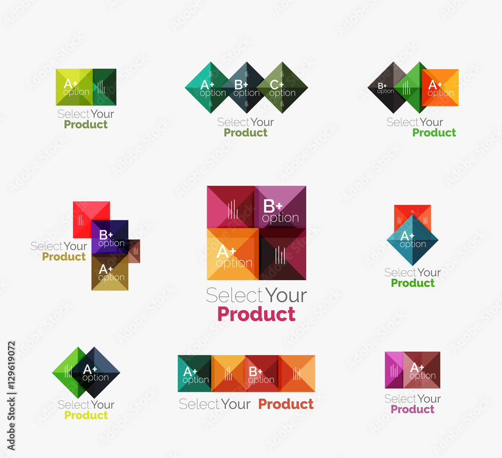 Set of abstract square interface menu navigation button Set of abstract square interface menu navigation button