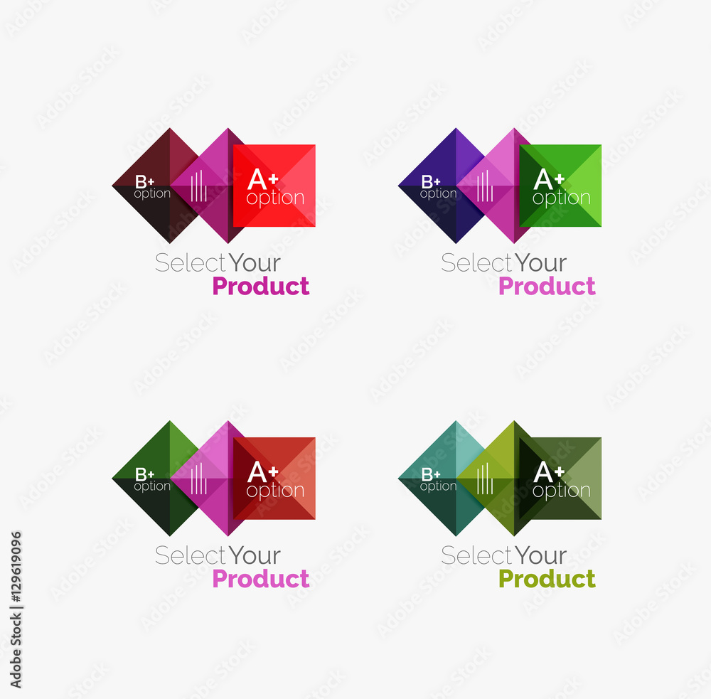 Set of abstract square interface menu navigation button Set of abstract square interface menu navigation button