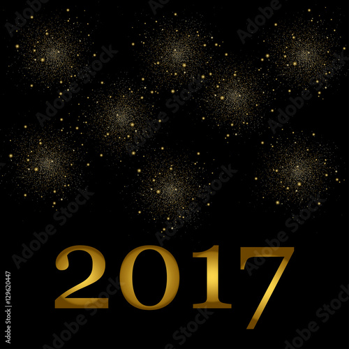 eps 10 vector 2017 Happy new year luxury calendar cover with sparkling golden firework. Banner, poster, brochure,leaflet,booklet,magazine cover, greeting card, wallpaper template for web and print