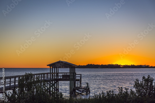 Hurricane damage to a pier in Cedar Key  Florida