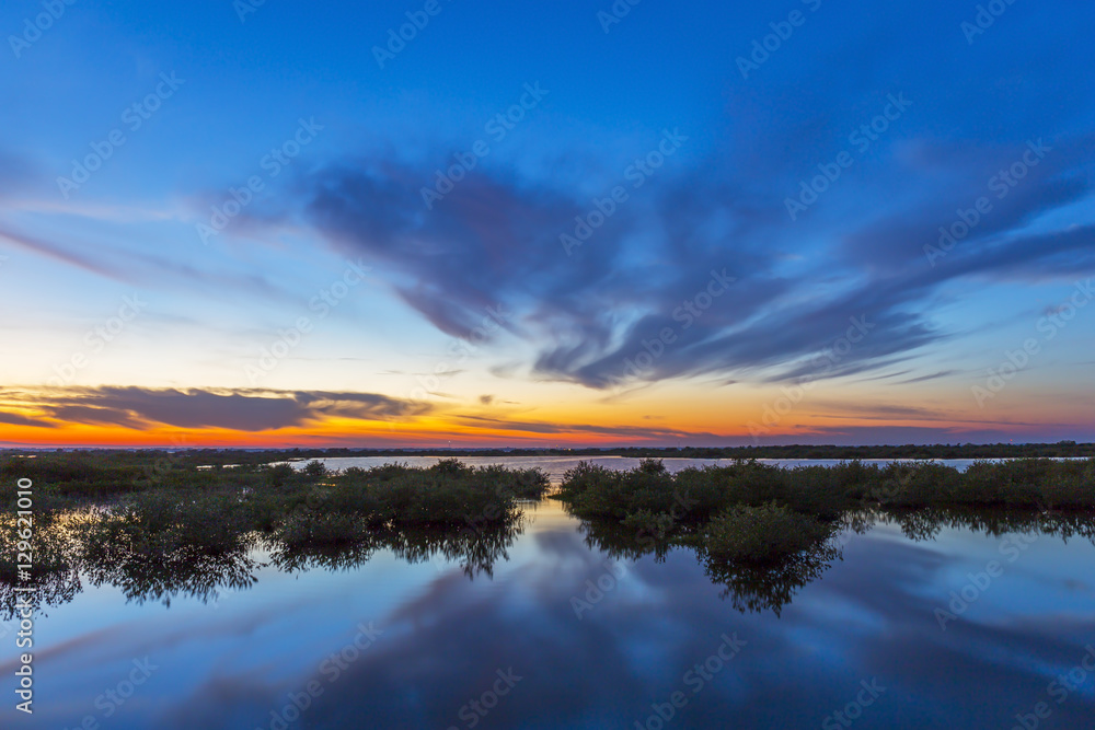 Obraz premium Sunset over water - Merritt Island Wildlife Refuge, Florida