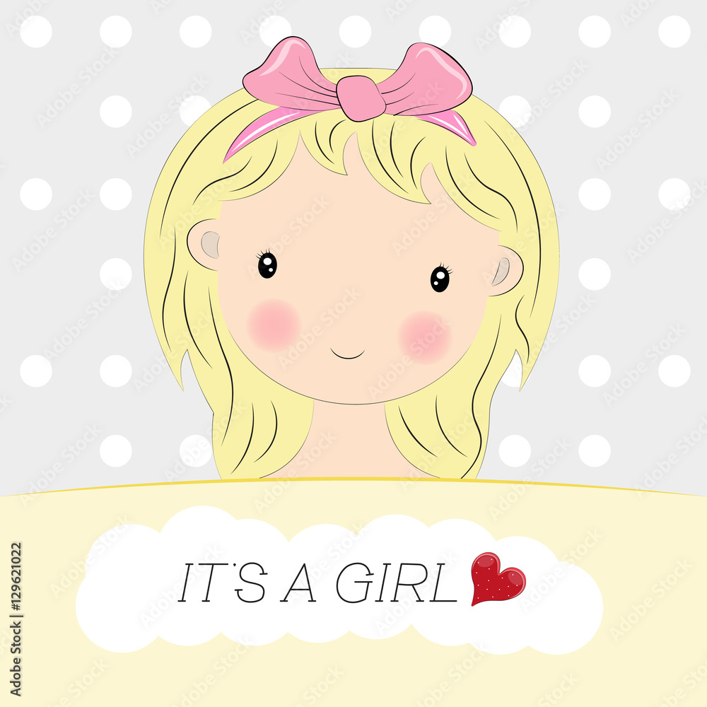 Greeting card cute Cartoon Girl. Greeting card cute Cartoon Girl.