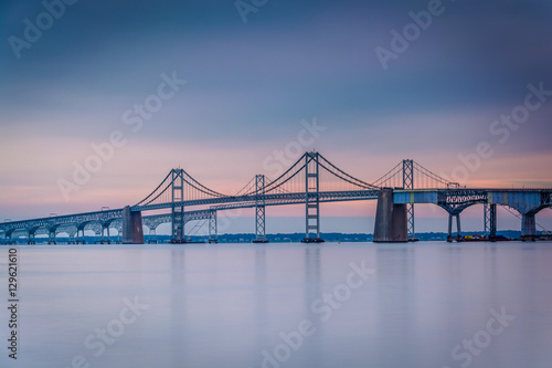 Fototapeta Naklejka Na Ścianę i Meble -  Long exposure of the Chesapeake Bay Bridge, from Sandy Point Sta