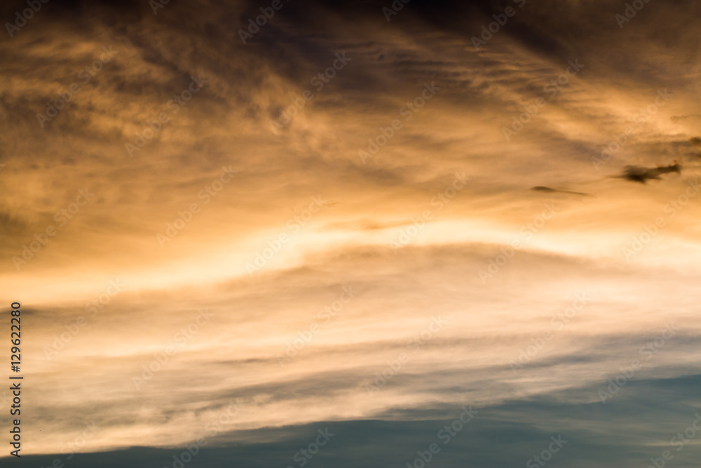 colorful dramatic sky with cloud at sunset