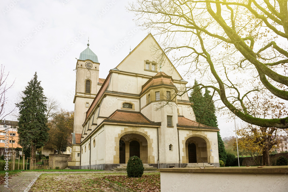 Facade of the Evangelische lutherkirche in Baden-Baden lichtental, Germany 