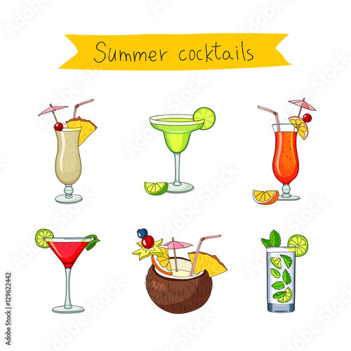 Set icons of different cocktails