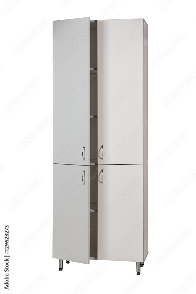 Medical cabinet with open doors on a white background
Medical cabinet with open doors on a white background