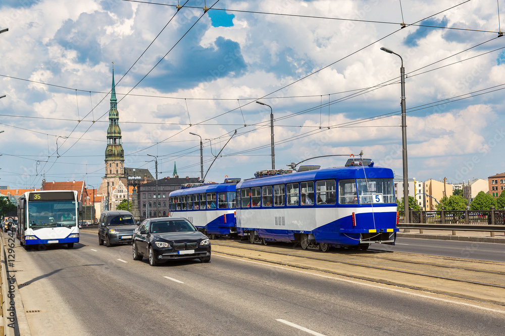 Modern tram in Riga