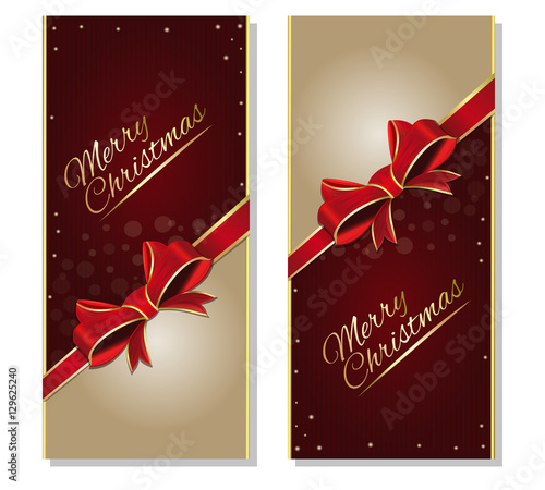 Christmas design. Festive banner with greeting inscription - Merry Christmas. Vector flyer template