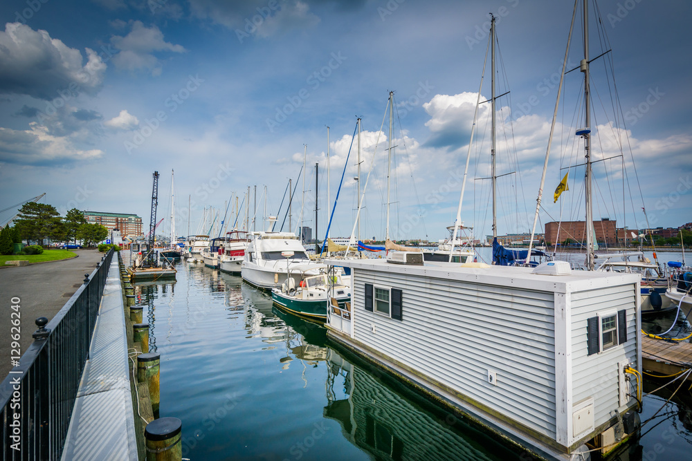Fototapeta premium Marina on the Charles River, in Charlestown, Boston, Massachuset