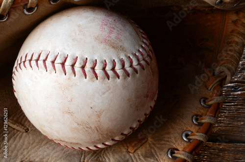 Old Baseball and Baseball Glove