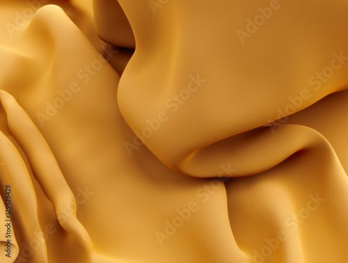 Tableau sur toile soft liquid 3D illustration butterscotch satin fabric texture wavy material