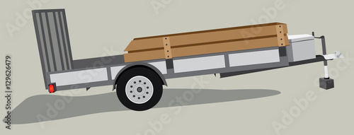 Stationary isolated equipment or utility trailer vector illustration on neutral background