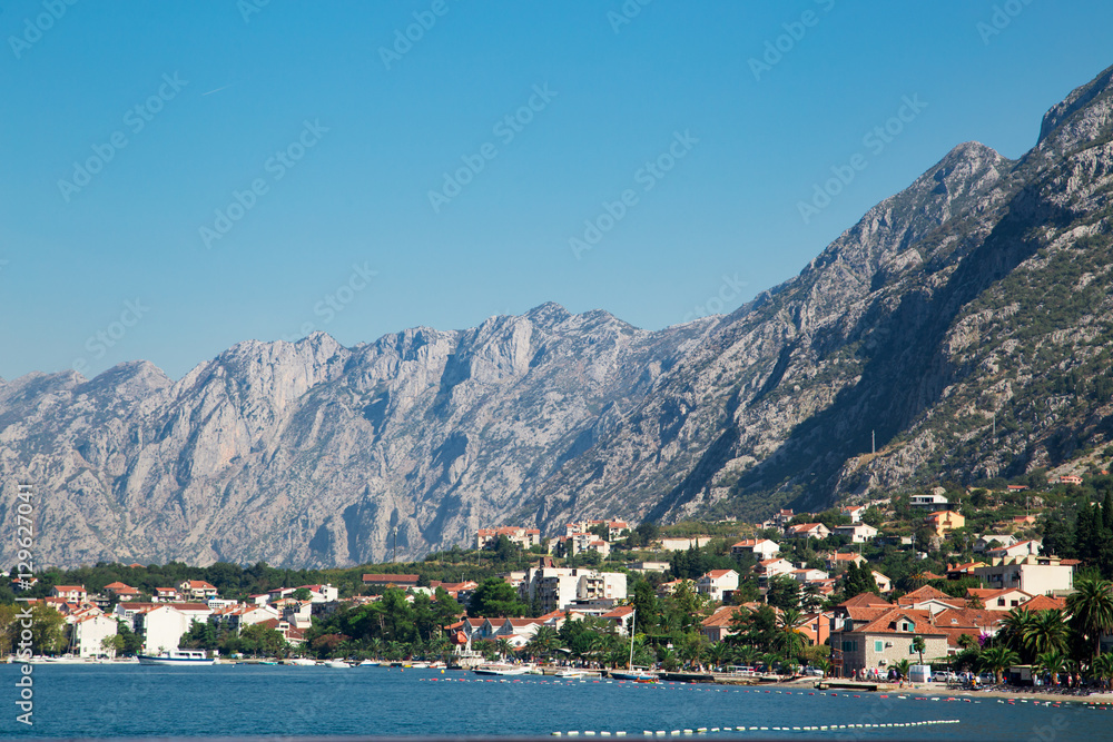 Sea mountain view on Boka-Kotorska bay at daytime