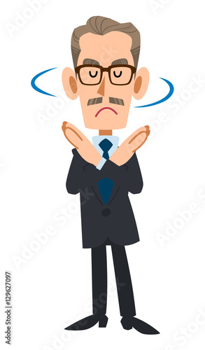 スーツを着た年配の男性が拒絶する