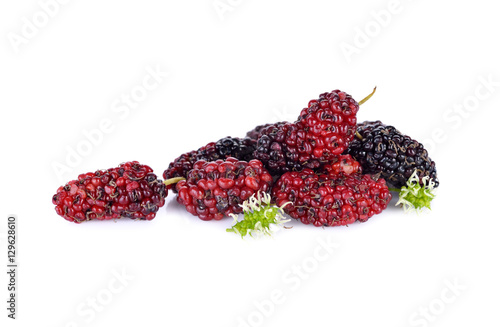 ripe mulberry fruit on white background