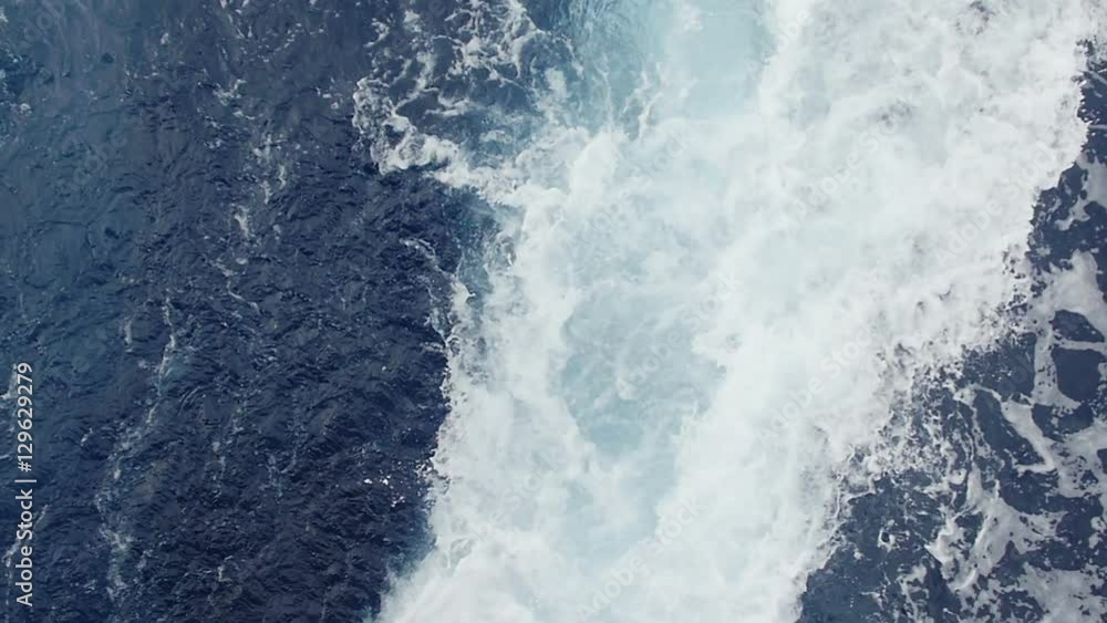 Ocean and Mediterranean Sea wake behind large Cruise ship Ocean and Mediterranean Sea wake behind large Cruise ship