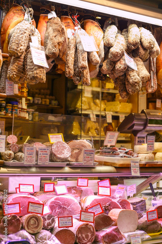 shop with italian meat delicacy