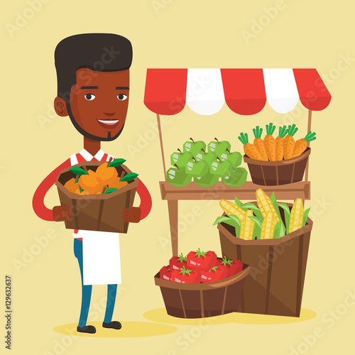 Street seller with fruits and vegetables.