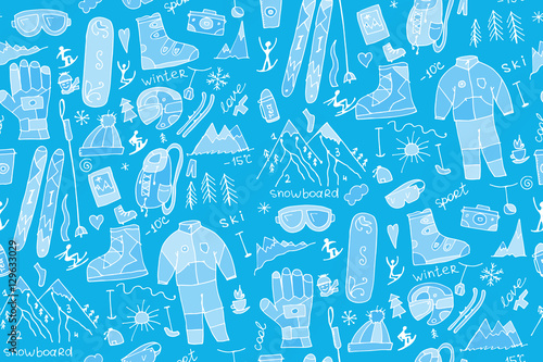 Winter sport, seamless pattern for your design